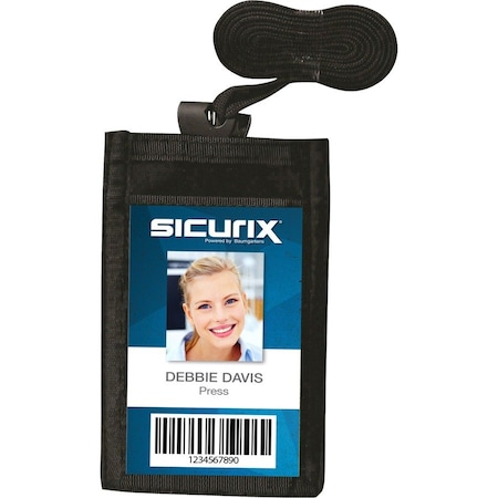 Sicurix ID Neck Pouches, Vertical, Adjust. Cord, 2-1/4"x3-1/2", 12/BX, BK PK BAU55120BX